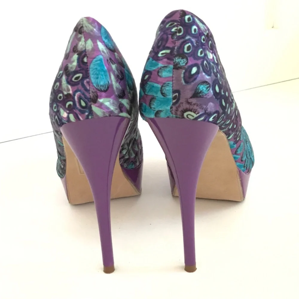 SHOE DAZZLE Platform Stiletto Pumps Purple Peacock Women’s Size 10